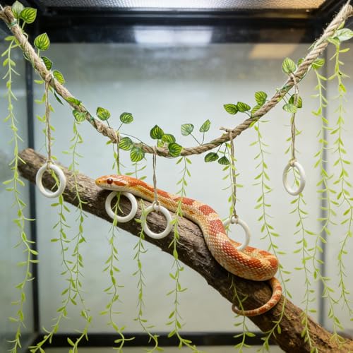 39 Inch Snake Climbing Vine, Natural Jute Rope Accessory for Ball Pythons and Corn Snakes, Flexible Reptile Climbing Branch for Terrarium Enrichment and Habitat Decor