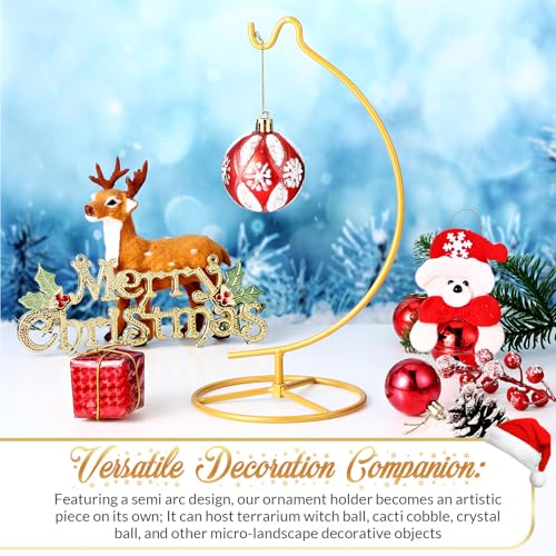 Ornament Display Stand Metal Hanger Christmas Home Office,Gold | Ornament Holder for Glass Ball Air Plant Terrarium, Round Base Stand, Wedding Centerpiece Display, 10.43 Inch Height - color: Gold