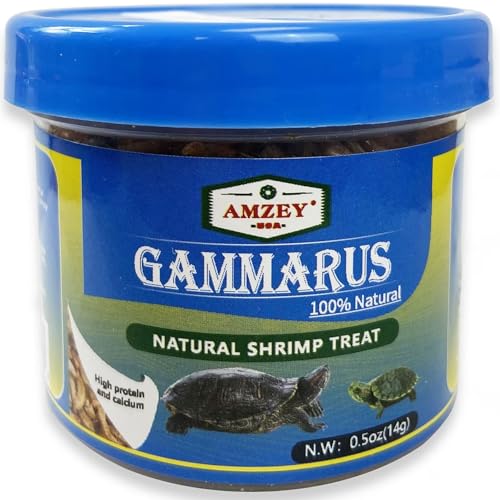 Amzey 0.5oz Sun Dried Baby Shrimp for Turtles - 100% Natural Dried Red Shrimp Fish Food, High Protein Gammarus, Food for All Aquatic Fish, Turtles, Frog, and Newts