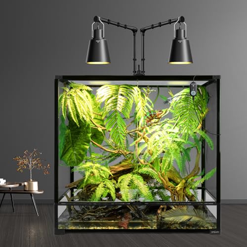 REPTI ZOO Smart WiFi Deep Dome Lamp Fixture & Thermostat Hygrostat Controller with Timing Combo, Reptile Light Fixture Reflector Cap, Day-Night Temperature & Humidity Monitor Control for Reptile Tank