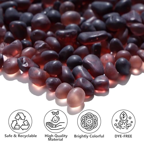 QYGL Sea Glass Stones - 0.9LB Purple Frosted Glass Pebbles Gemstones | Perfect for Aquarium Rocks, Fish Tank Gravel, Vase Fillers, DIY Crafts, and Home Decor - color: Purple