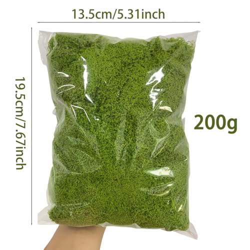Fake Moss for Potted Plants Indoor, 7.05OZ Green Moss for Crafts - Realistic Faux Moss Decor for DIY, Terrariums, Fairy Gardens & Table Centerpieces - Craft Moss for Home Decor
