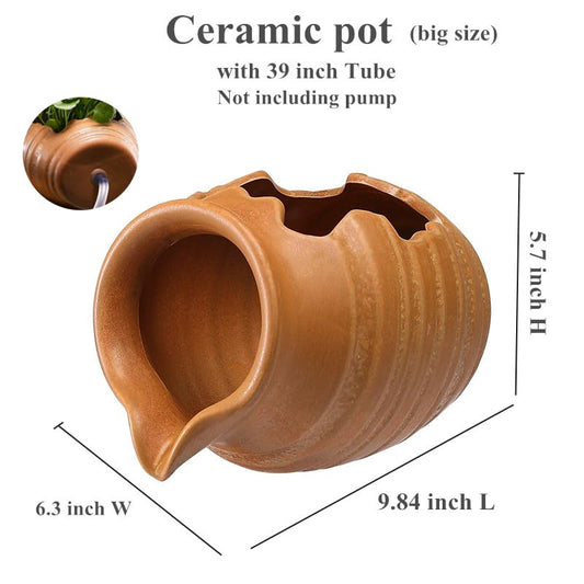 Outdoor Garden Fountain Spitter Pond Water Feature Pump DIY Ceramic Pot Decoration (9.8 inch Color 3) - color: 9.8 Inch Color 3