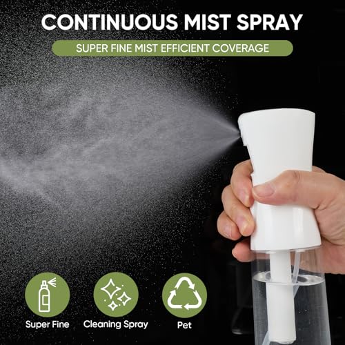 Continuous Spray Bottles, Ultra Fine Mist Sprayer, Spray Bottle For Hairstyling, Cleaning, Plants, Pets, Barbers, Salons (White) - color: White