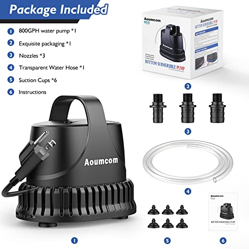 800GPH Submersible Water Pump, 40W Water Fountain Pump, Aquarium Pump, 3000L/H Water Pump with 7ft Power Cord for Garden Fountain, Water Table, Waterfall, Fish Tank, Pond, Hydroponics - size: 40W-800GPH