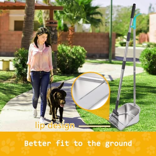Dog Pooper Scooper for Large Dogs with Large Capacity Tray | 36" Long Handle Stainless Steel Dog Poop Scooper for Dogs,Lightweight Dog Poop Scooper for Yard