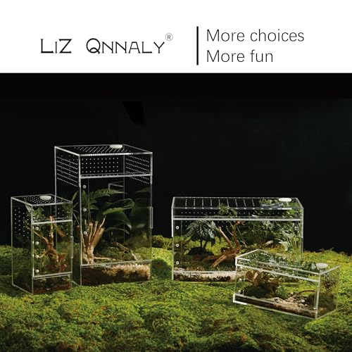 Acrylic Terrarium for Reptiles & Spiders – Small/Medium/Large Leak-Proof Enclosure (Horizontal/Vertical) | Ideal for Tarantulas, Jumping Spiders, Frogs & Geckos(Small, Vertical) - size: Small