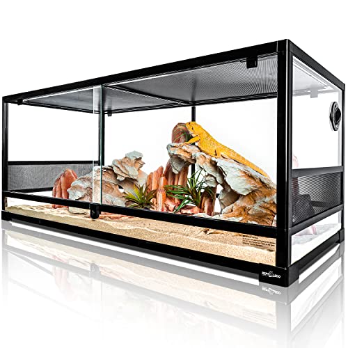 REPTI ZOO Reptile Tempered Glass Extra-Long Terrarium Habitats 48" x 18" x 18" Reptile Amphibians Large Enclosure for Snake/Bearded Dragon/Lizard ect. - size: 48" x 18" x 18"