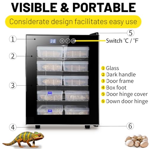Reptile Incubator 33L Scientific Lab Incubator Digital Incubator Cooling and Heating Temperature can be Controlled at 50℉~104℉ Reptile Egg Incubator 110V Work for Small Reptiles - size: 33L