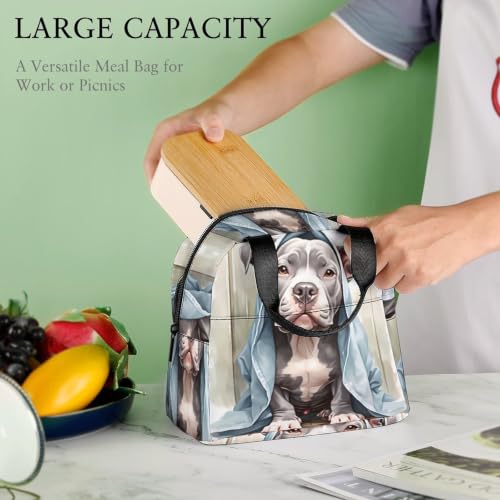 Funny Pit Bull Dog Lunch Bag for Women Men | Insulated Lunch Box Leakproof Food Meal Containers Reusable Foldable 6L Capacity Lunch Tote Bags for Work Picnic Travel - color: style-7