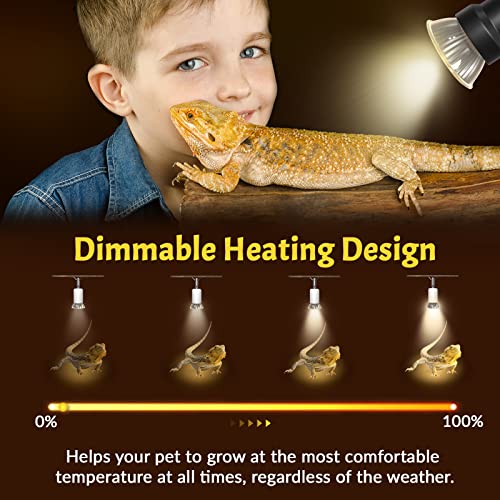 8Pack 50W Reptile Heat Lamp Bulbs E26 Dimmable Full Spectrum Sun Lamp Turtle Heat Bulb for Bearded Dragon, Chicks, Lizard, Snake, Puppies