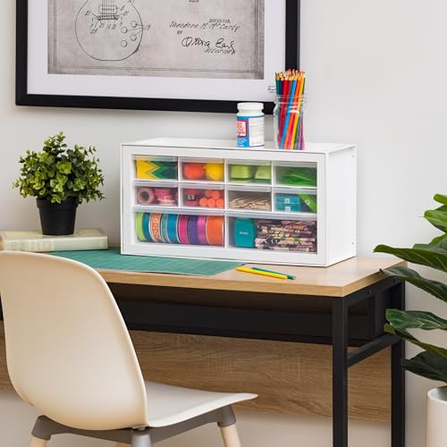 IRIS USA 10-Drawer Organizer, 2 Pack, Makeup Tool Craft Storage, White | Wall mountable, Stackable Teacher Toolbox, Beads, Building Bricks, Water Packets, Screws, Hardware - color: White, size: 10 Drawer - 2 Pack