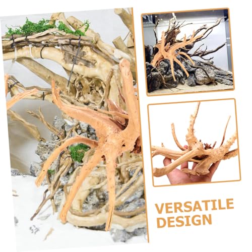 POPETPOP 2pcs Natural Aquarium Decor Driftwood Ornaments for Fish Tanks and Reptile Terrariums Safe Wood Decorations for Aquatic and Garden Display