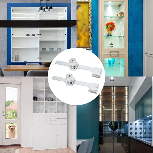 2 Pack Sliding Glass Door Lock, Keyed Alike Showcase Display Case | Zinc Alloy Chrome-Plated, Fits 2-6mm Glass, 4 Keys Included, For Terrarium Vivarium Retail Cabinet - size: 5.56 inch / 141mm