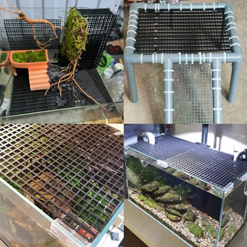 Aquarium Fish Tank Divider Plastic Egg Crate Filter Bottom Tray, L | 6pcs, Black, Plastic Grid - size: L 6pcs Black