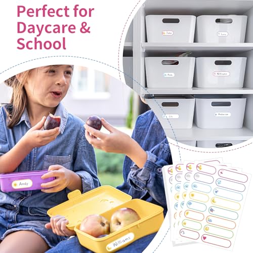 480 Pcs Waterproof Labels for Kids Stuff Daycare Name Bottle Essentials | Weather Self-Adhesive Baby Water Bottle Stickers for School Supply, Self-Laminating Write-on, Reusable Washable - style: Weather