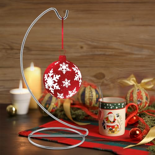Abom 9in Ornament Display Stand, 3 Pack Silver Tabletop Hanging Ornament Hanger for Glass Globe, Air Plant Terrarium Holder, Witch Ball, Daily Decorations & Wedding Decor