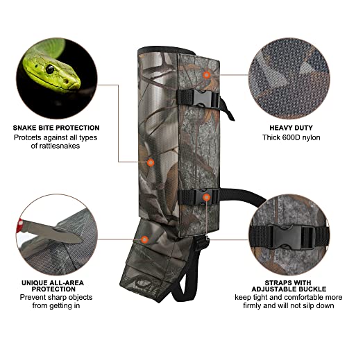 Snake Gaiters Leg Guards, Waterproof Snake Guards, Adjustable Snake Bite Protection for Lower Legs, Snake Chaps for Men & Women, Snake Proof Gaiters for Hunting,Outdoor and Farm Working - color: Camo