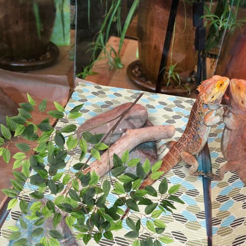 UPKOCH Simulation Leaves Reptile Plants Hanging Terrarium Decoration 12 Inch Fake Rattan Habitat Accessory for Lizards Snakes Hermit Crabs
