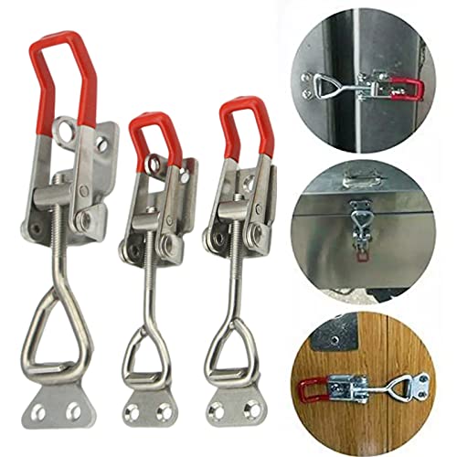 2PC 304 Stainless Steel Adjustable Lever Handle Lock Hasp Cabinet Box Latches Quick Release Toggle Latch Clamp Clasp Toolbox Case Hasp Hardware With Screws (Medium) - size: Medium