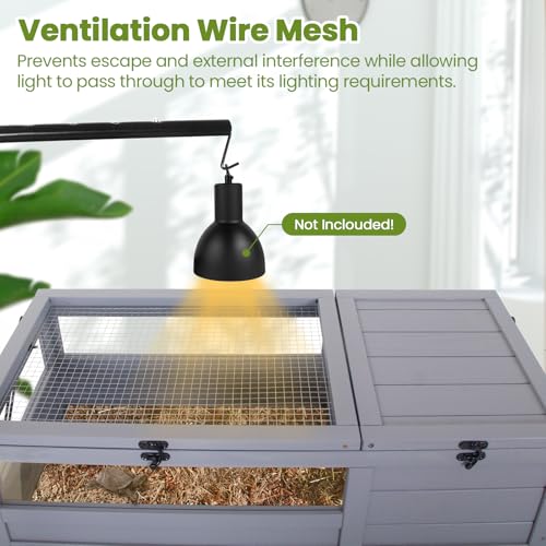 Agitree Premium Reptile Habitat Enclosure, Light Gray | For Tortoises, and Lizards, Adjustable Lighting, 360° Wheels, Easy-Clean Design, Secure Ventilation