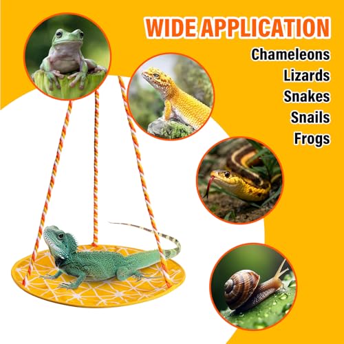 Lizard Swing Hammock, 15.7 * 9.8 Inch Reptile Hammock Climbing Hanging Bed for Bearded Dragon, Lizard, Gecko, Snake (Yellow Lattice) - color: Yellow Lattice