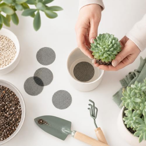 200 Pcs Plant Pot Hole Mesh Pad Mesh for Plant Drainage Meshes Round | Mesh Bonsai, Bottom Grid Mat Screen Cover Pad, Substrate Barrier Meshes, for Plant Terrarium Potting Mats, Prevent Soil Loss