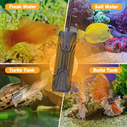 Submersible Aquarium Heater,300W/500W/800W/1000W Fish Tank Heater | 20-300 Gal Aquarium Heater for Fresh & Saltwater, Intelligent Leaving Water Automatica Stop Heating, Overheating Protection