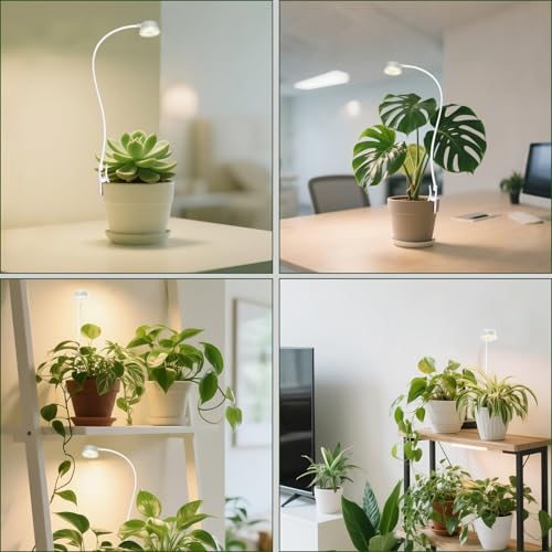 Shyineyou Small Grow Lights for Indoor Plants Full Spectrum,Plant Lights for Indoor Growing, Clip on Plant Grow Light with 3/9/12H Timer for Succulents,Small Plants, 3-Pack - size: 3P