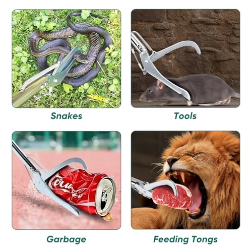 Locking Snake Catcher Grabber Tool, 52" Professional Snake Tongs Heavy Duty | Reptile Snake Catcher Grabber Stainless Steel Snake Pole Wide Jaw Handling Tool Stick with a Protective Structures for Snakes