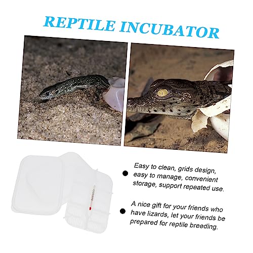 HANABASS Compartments Reptile Egg Incubation Tray Professional Hatching Box for Snakes Lizards and Other Reptiles with Thermometer Easy to Clean and Reusable