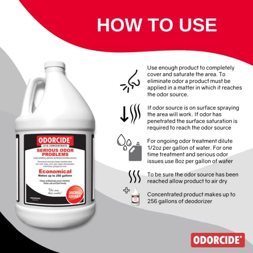 Odorcide Odor Eliminator Concentrate: Odor Eliminator for Strong Odor on Carpets, Hardwood & More - Smoke, Sweat & Pet Odor Eliminator for Home w/Non-Enzymatic Formula, 1 Gallon - size: 128 oz