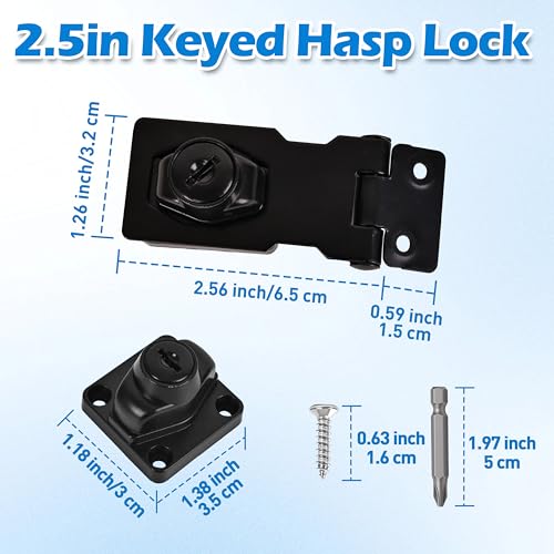 1 Pcs keyed Hasp Lock,2.5 inch keyed hasp Locks Twist knob keyed Locking hasp for Cabinet Small Door,Hasp Lock with Keys,Metal Safety Hasp Latches (1 Pcs Black, 2.5 inch) - color: 1 Pcs Black, size: 2.5 Inch