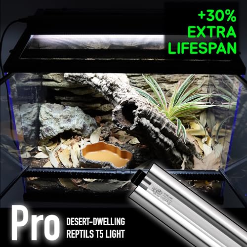Upgraded T5 UVB Reptile Light, 10.0 UVB 8W German Made Fluorescent Lamp and Fixture Kit, for Desert-Dwelling Reptiles, Bearded Dragon,Tortoise, Snake, Strip Linear UVB Lamp Bulb,12 Inch