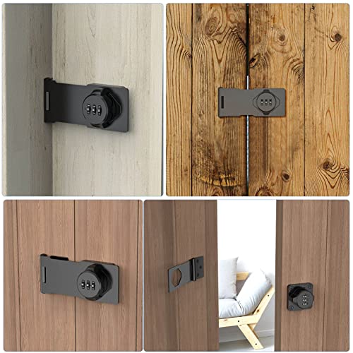 Household Cabinet Password Hasp Locks, Cabinet Locks with Combination, Door Security Slide Latch for Small Barn Doors, Bathroom, Outdoor, Garden (2 Pack Black) | Household Door Security Slide Latch for Small Bathroom, Outdoor, shed, Bedroom, Closet, Barn