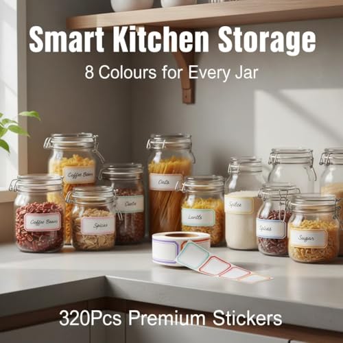 320Pcs 4x2.5cm Name Badge Stickers, 8-Color Writable Tag Labels | 320Pcs 4x2.5cm writable badge stickers in 8-color assortment for planners, pantry jars, crafts, school, office, or home. - color: 320pcs-7 Colors