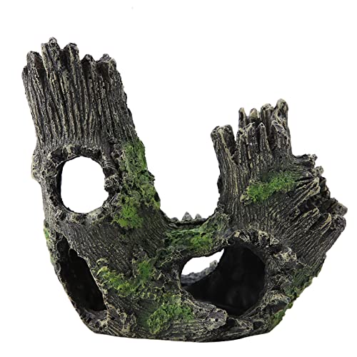 Aquarium Driftwood Decoration Artificial Resin Tree Trunk for Fish Tank Ornaments, Terrarium Vivarium Reptile Cave Hide Aquatic Decoration (ST-004B) - size: ST-004B