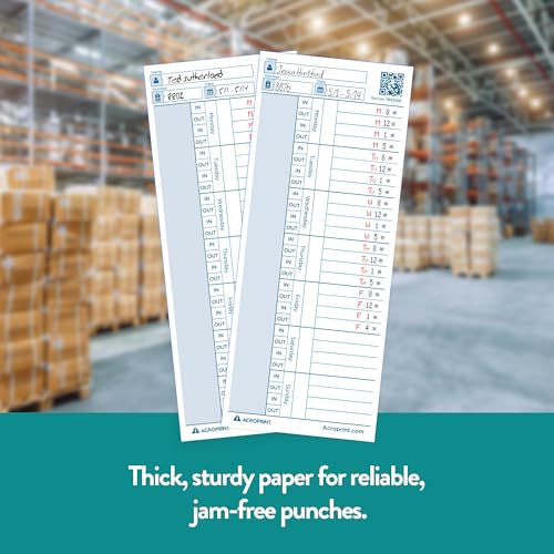 Acroprint Totalizing Payroll Recorder Time Cards ES/Green, Pack of 550 (09‑9116‑550)