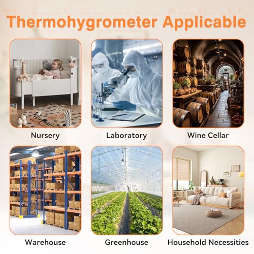 YT606 Temperature Humidity Meter High Precision Digital Hygrometer with Ambient, Relative Humidity, Dew Point, Wet Bulb Thermometer for Indoor Outdoor, Digital Thermometer Min/Max Hold, LCD Backlight | High Precision Hygrometer with Ambient, Relative Humi