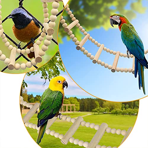 Bird Ladder Bridge, Wooden Pet Hamster Climbing & Swing Toys, Cage Accessories for Birds Rats Parrots Hamster Squirrel Sugar Gliders Parakeets Cockatiels - 8 Steps - 19.3 x 3.14 Inch - size: 8 Steps - 19.3 × 3.14 Inch