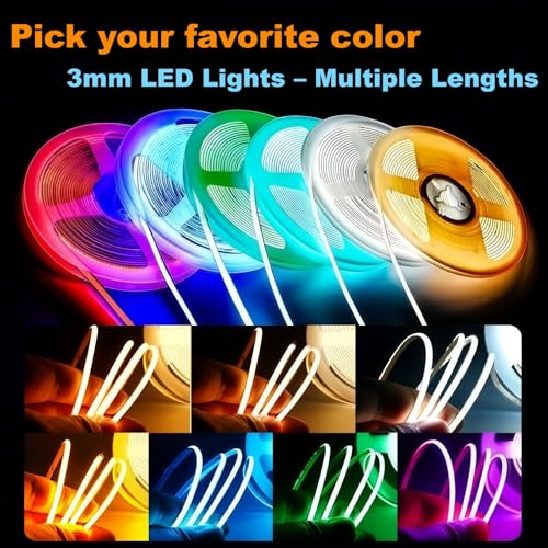Ultra-Narrow 3mm USB COB LED Strip Self-Adhesive Cabinet Desk Bedroom Light (Blue, 4ft) - color: Blue, size: 4ft