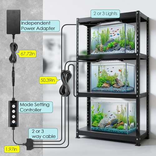 hygger Dual-Channel Controller Submersible Aquarium LED Light, 24/7 Mode Full Spectrum Hidden Fish Tank Light with 3 Rows Beads 7 Colors Auto On Off, Adjustable Timer Brightness (2)