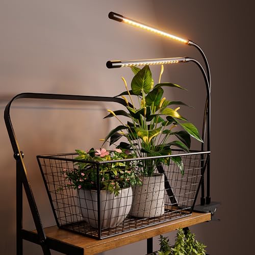 bseah Plant Grow Light for Indoor Plants, Full Spectrum Indoor Grow Light, 3 Modes & 10-Level Dimmable, Auto ON & Off Timer - style: 2 Tubes