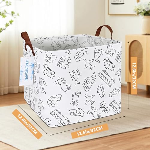 Square Storage Baskets Children Shelves Gift Toy Organizer Room Vehicle | Laundry Hamper Collapse Canvas with Handles for Organizing Home Kitchen Children Toys Office Closet Shelf - color: Vehicle