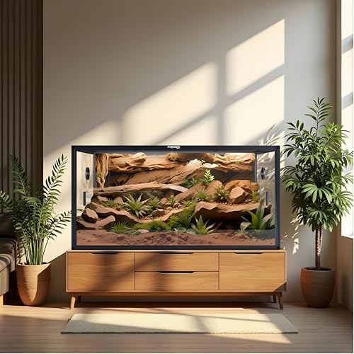 120 Gallon Bearded Dragon Tank,48" x 24" x 24" Reptile Tank with Sliding Door Top Screen Ventilation, Front Opening Reptile Enclosure for Easy Maintenance | Stackable 4x2x2 Reptile Enclosure,Optimal Ventilation & Light Penetration by Rust Proof Mesh Top,E