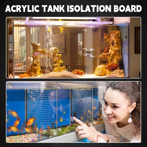 Nuanchu 4 Set Acrylic Fish Tank Divider 17 x 10'' Aquarium Divider Kit Splicable Flexibly Aquarium Divider with Suction Cups Accessories Splicing Board for 30/40/50/65/75/90/125/150 Gallon Tank - size: 17.28 x 10''
