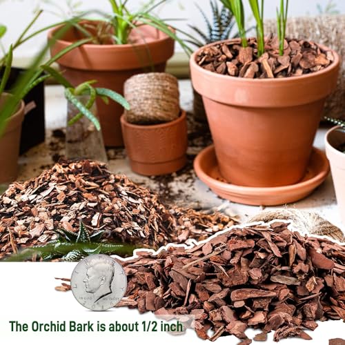 14qt Organic Orchid Potting Bark -Natural Mulch for Potted Plants, Root Development of Orchid Plants and Garden Soil Amendment Mix - color: Small, size: 14qt