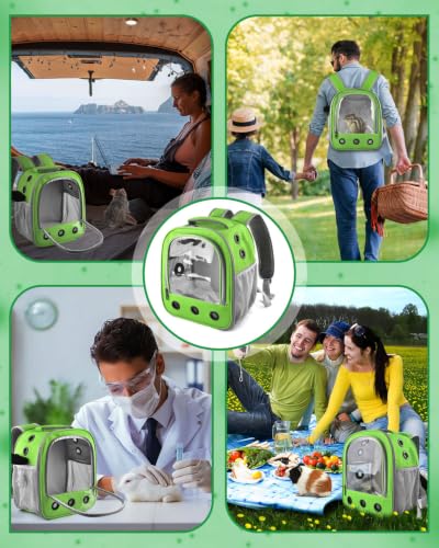 DBNESS Guinea Pig Carrier Backpack, Portable Rabbit Travel Carring Bag for Pet Bunny Chinchilla Bearded Dragon Hamster Parrot Outgoing Pouch Case with Water Bottle Holder & Detachable Pad (Dark Green) - color: Dark Green