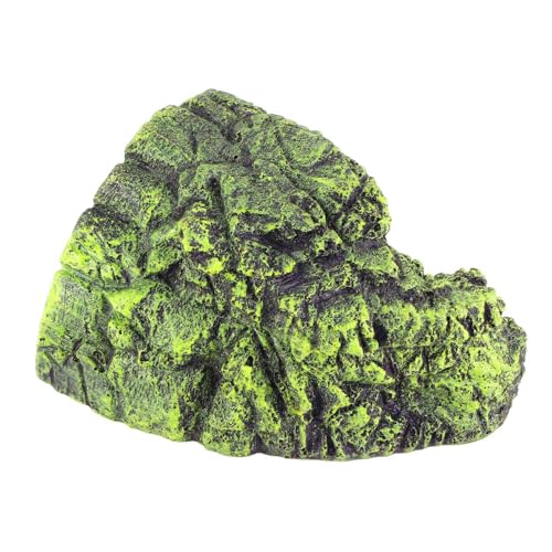 Reptile Hide Cave, Secure Enclosed Basking Shelter for Terrarium Aquarium Resin Rock Look Large 1 Pack