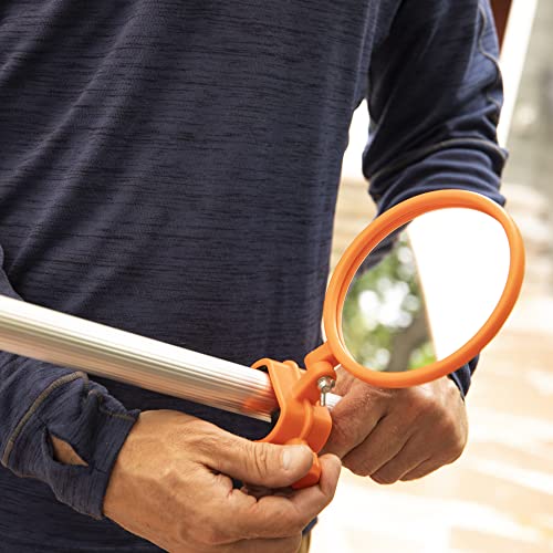 Inspection Mirror for Extension Poles | SEE MORE FROM THE GROUND • DESIGNED FOR EXTENSION POLES • LARGE ADJUSTABLE VIEWING MIRROR • INSPECT-DISCOVER-MONITOR-VERIFY